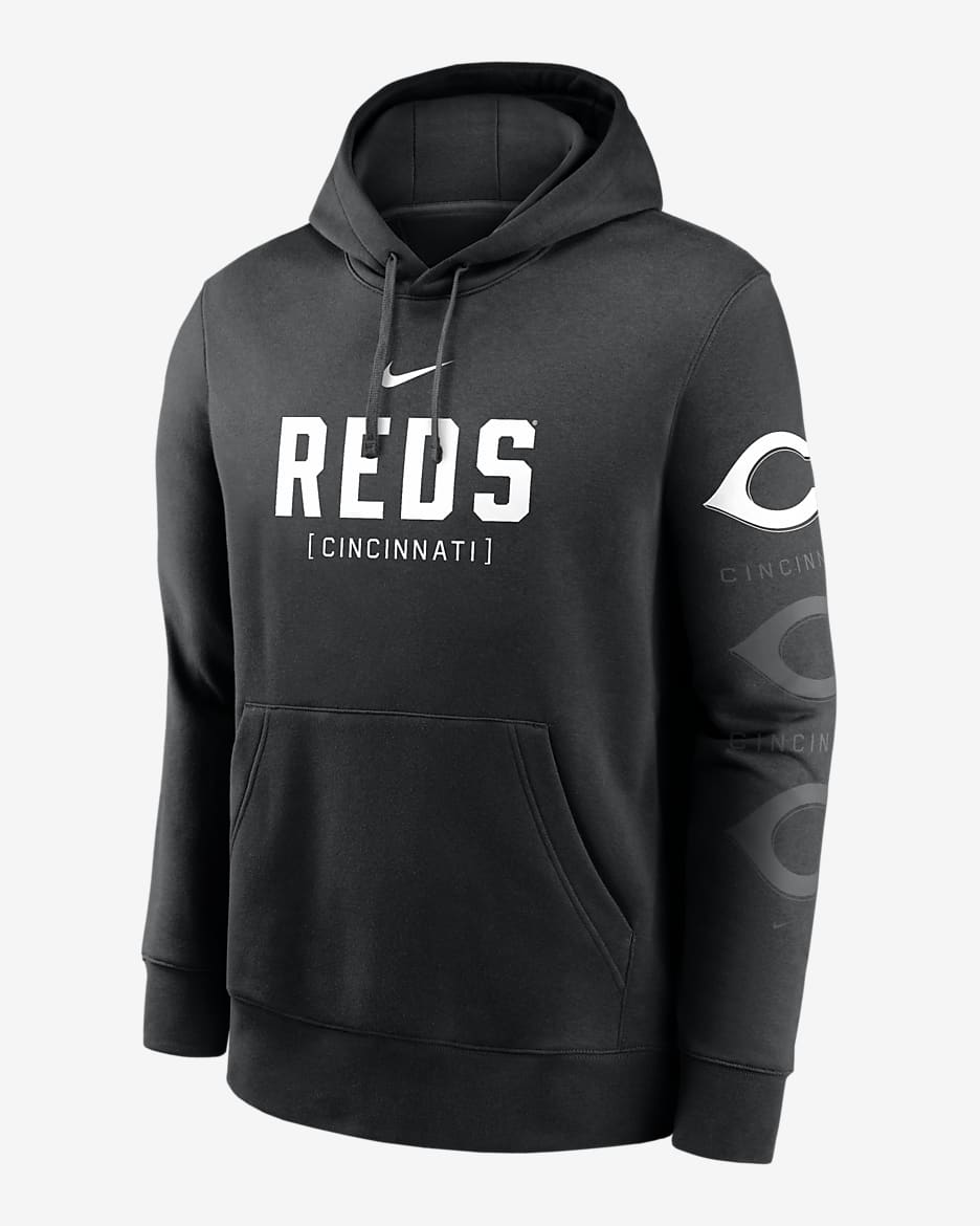 Cincinnati Reds Fashion Club Men's Nike MLB Pullover Hoodie - Black