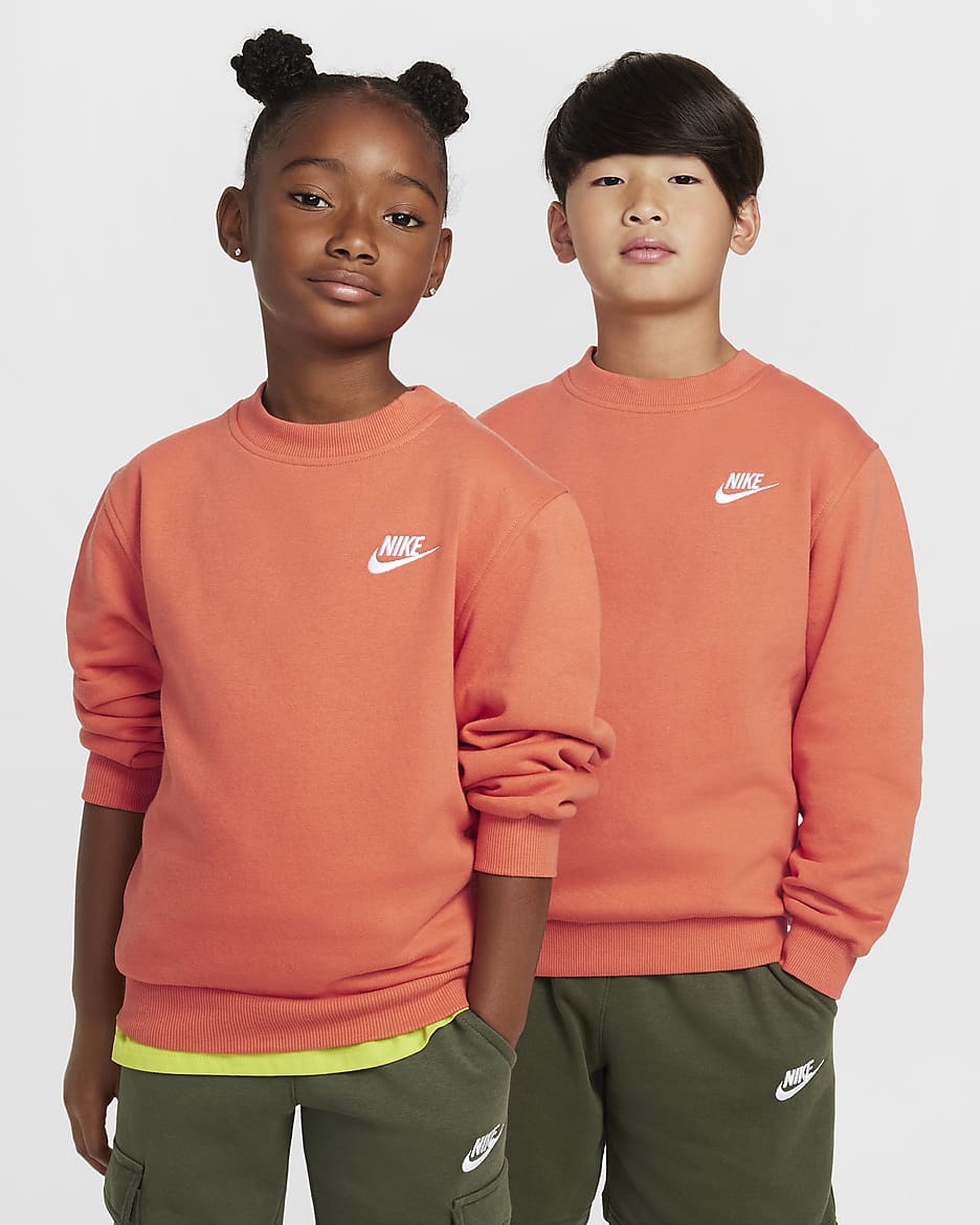 Nike Sportswear Club Fleece Older Kids' Sweatshirt - Vintage Coral/White