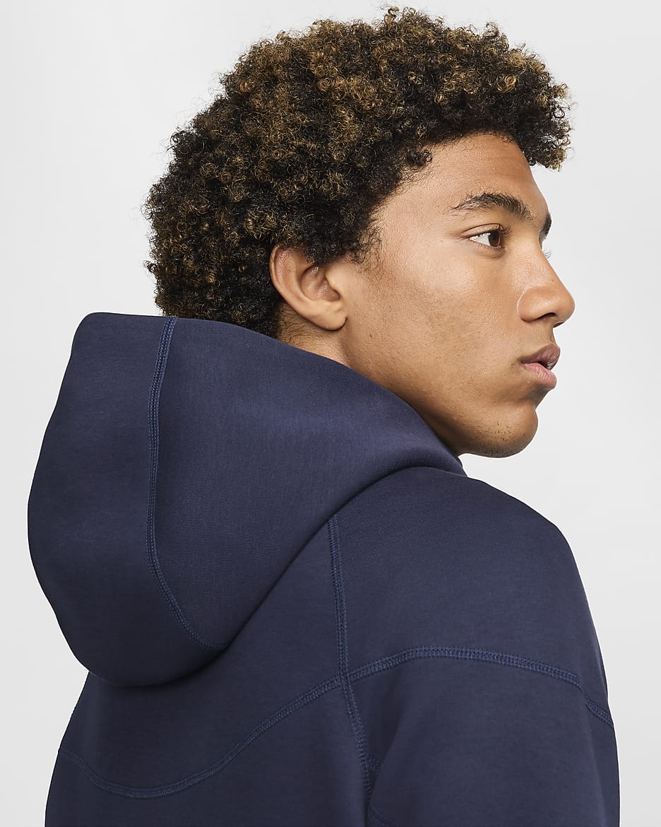 Chelsea F.C. Tech Fleece Windrunner Men's Nike Football Full-Zip Hoodie - Obsidian/Guava Ice