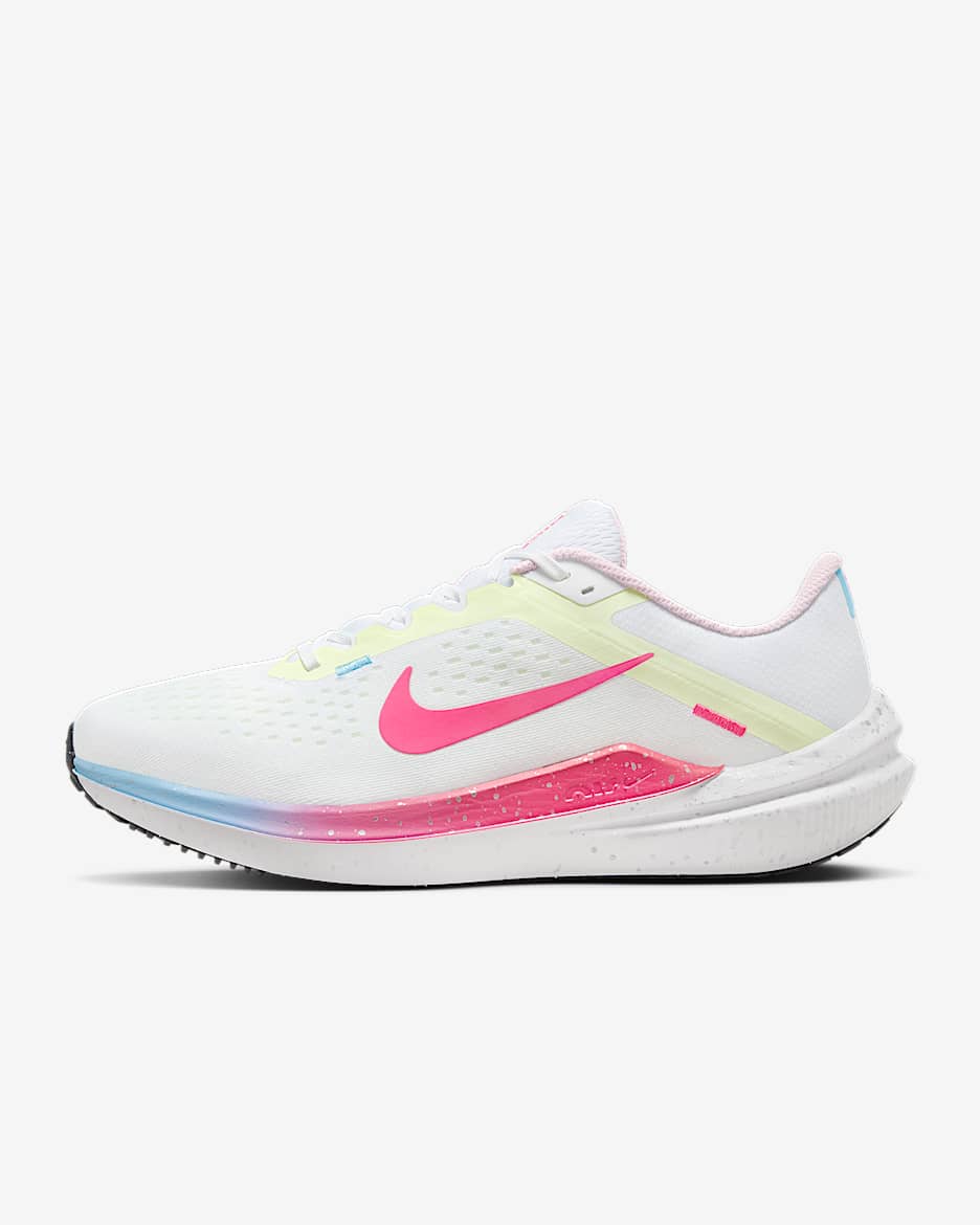Nike Winflo 10 Women's Road Running Shoes - White/Barely Volt/Aquarius Blue/Hyper Pink
