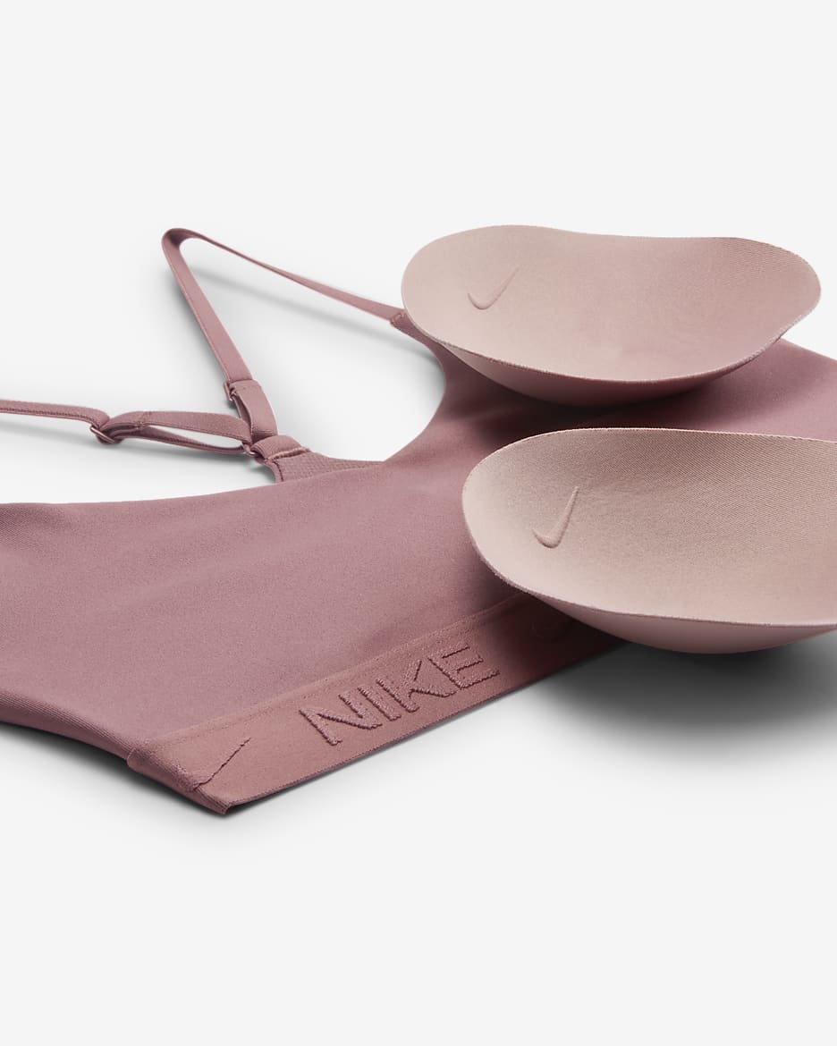 Bra deportivo ajustable acolchado para mujer Nike Indy Light Support - Malva humeante/Malva humeante