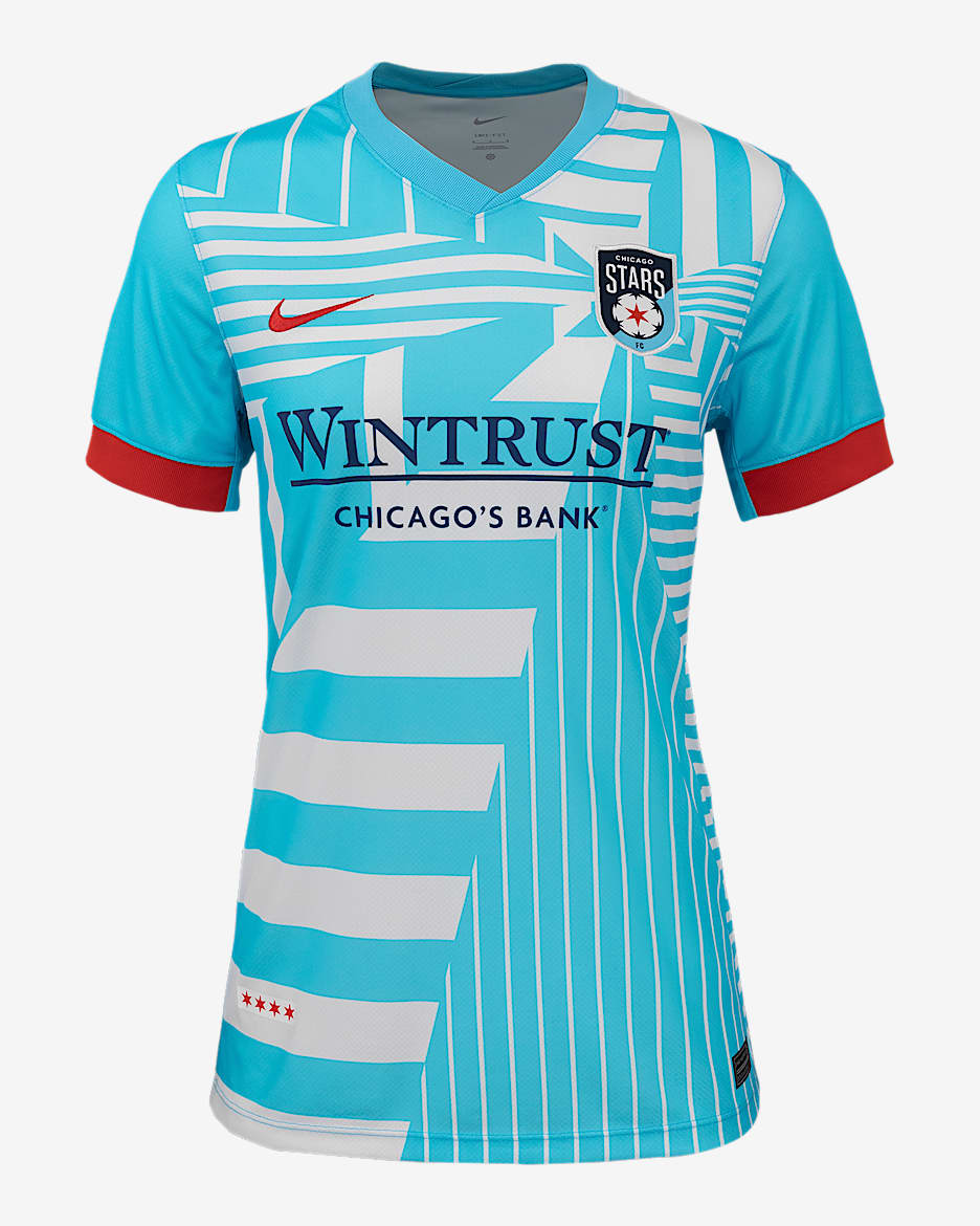 Jersey Nike Dri-FIT de la NWSL Replica para mujer Chicago Stars local 2025 Stadium - Azul báltico/Blanco