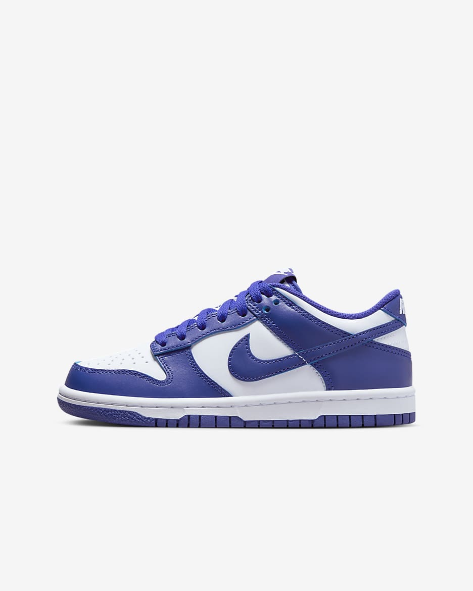 Nike Dunk Low Big Kids' Shoes - White/University Red/Concord
