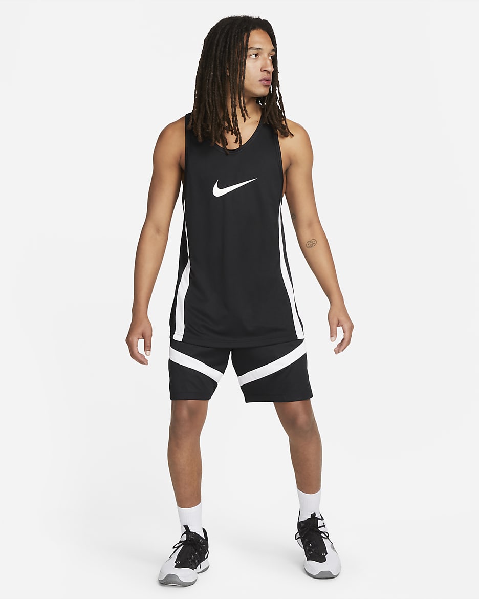 Shorts de básquetbol de 20 cm Dri-FIT para hombre Nike Icon - Negro/Negro/Blanco/Blanco