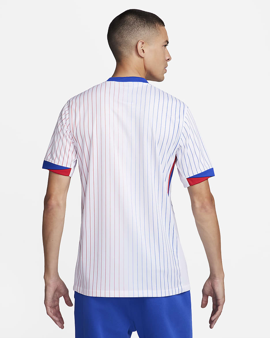 FFF (Men's Team) 2024/25 Stadium Away Men's Nike Dri-FIT Football Replica Shirt - White/Bright Blue/University Red/Bright Blue
