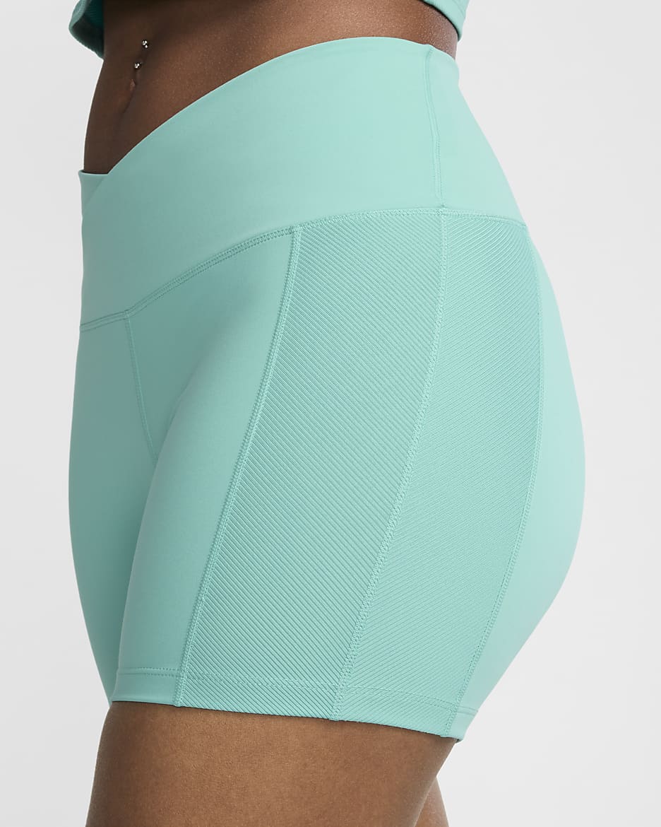 Nike One Wrap Women's High-Waisted 5" Biker Shorts - Green Frost/Black