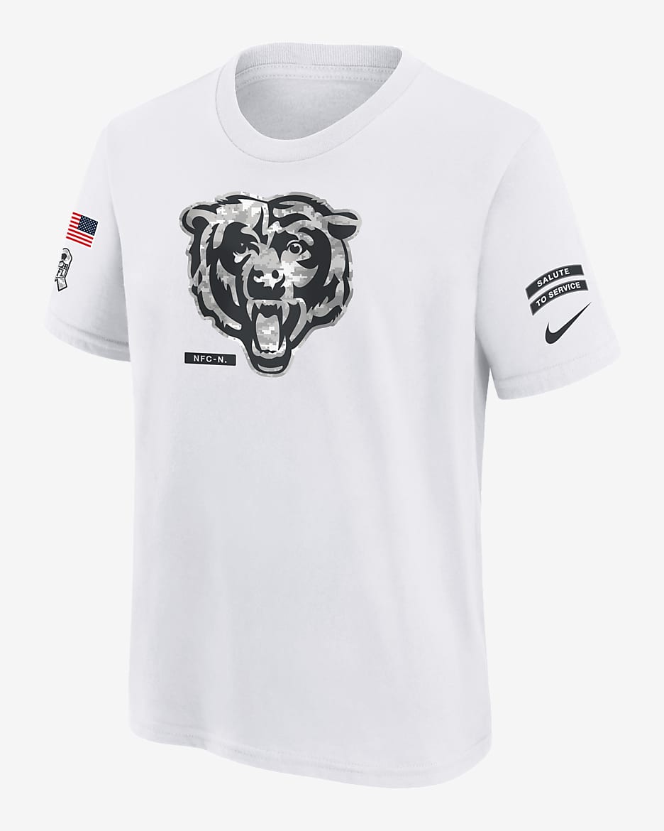 Chicago Bears Salute to Service Primary Edge Legend Big Kids' Nike Dri-FIT NFL T-Shirt - White
