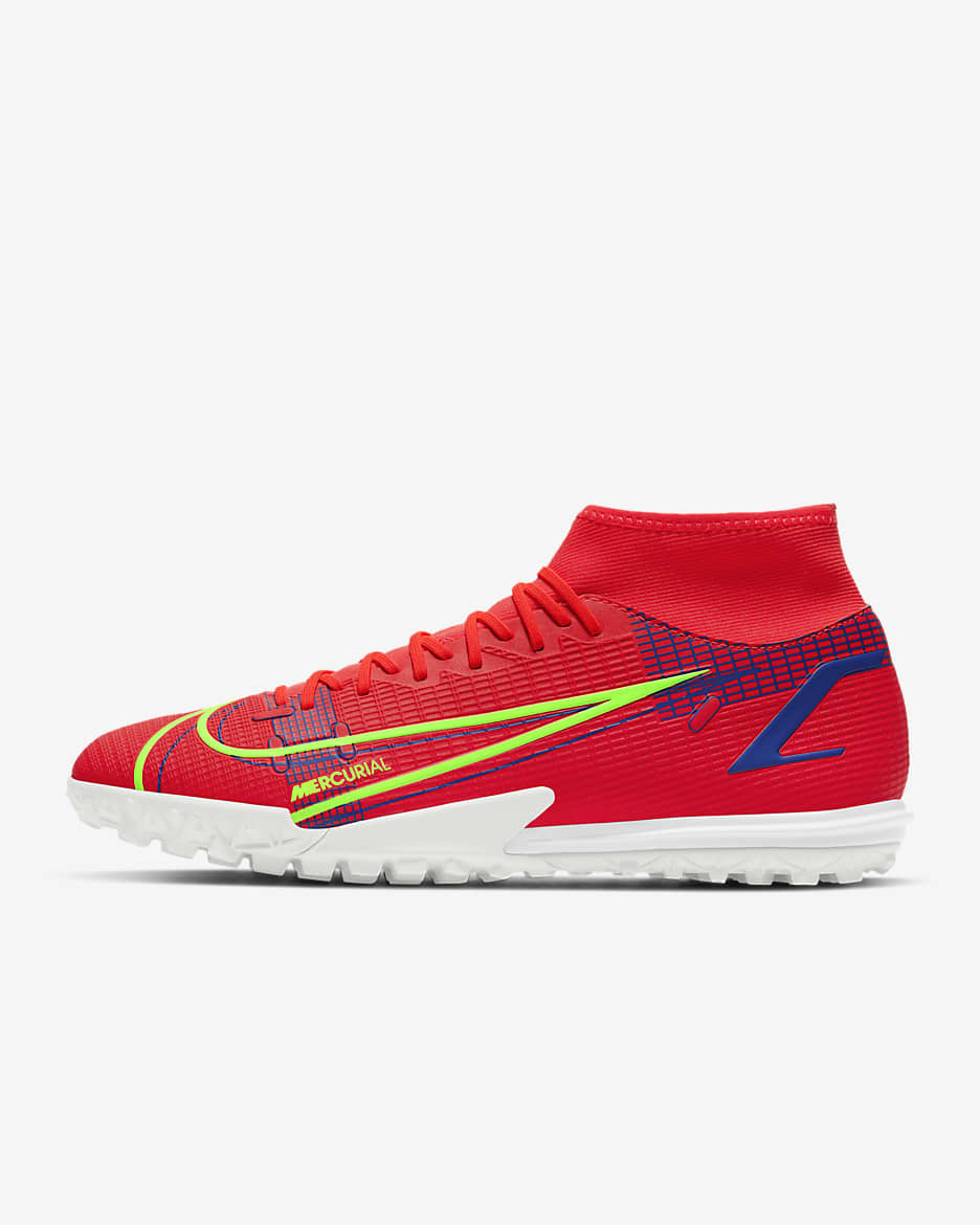 Nike Mercurial Superfly 8 Academy TF Turf Soccer Shoes - Bright Crimson/Indigo Burst/White/Metallic Silver