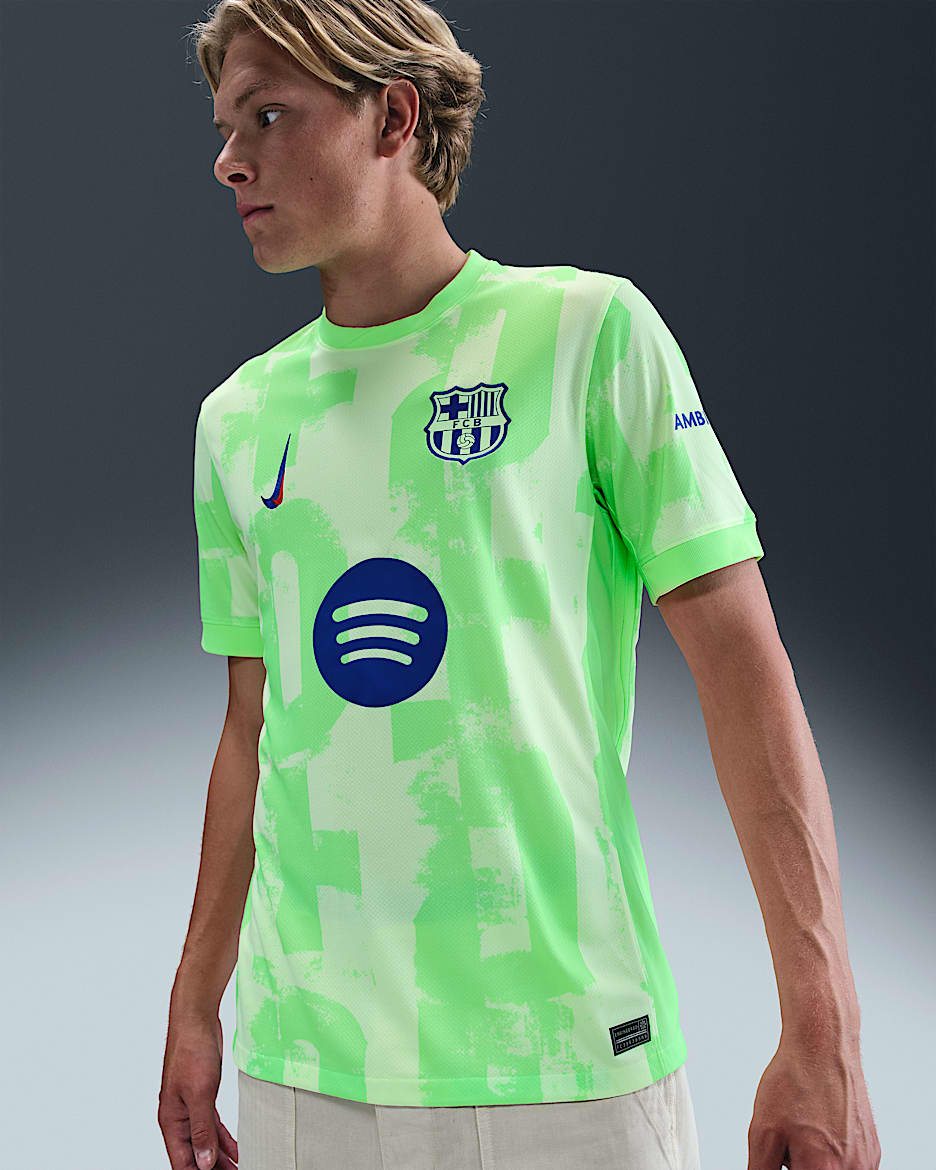 F.C. Barcelona 2024/25 Stadium Third Men's Nike Dri-FIT Football Replica Shirt - Barely Volt/Lime Blast/Barely Volt/Old Royal