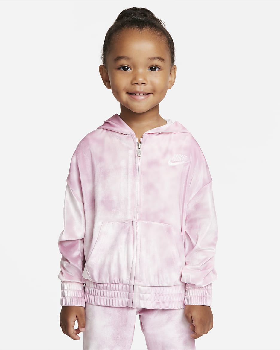 Nike Toddler Velour Full-Zip Hoodie - Pink Foam