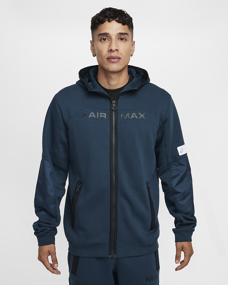 Nike Sportswear Air Max Men's Full-Zip Fleece Hoodie - Armoury Navy/Armoury Navy/Black