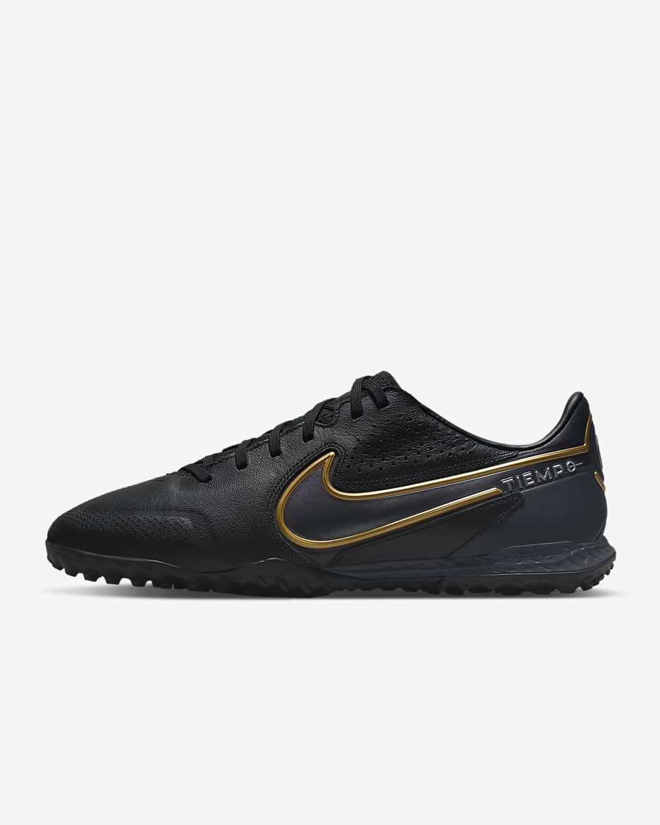 Calzado de fútbol para pasto sintético (turf) Nike React Tiempo Legend 9 Pro TF  - Negro/Antracita/Oro metalizado/Gris oscuro metálico