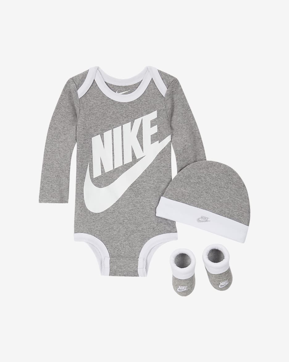 Nike Baby (0–6M) 3-Piece Set - Dark Grey Heather