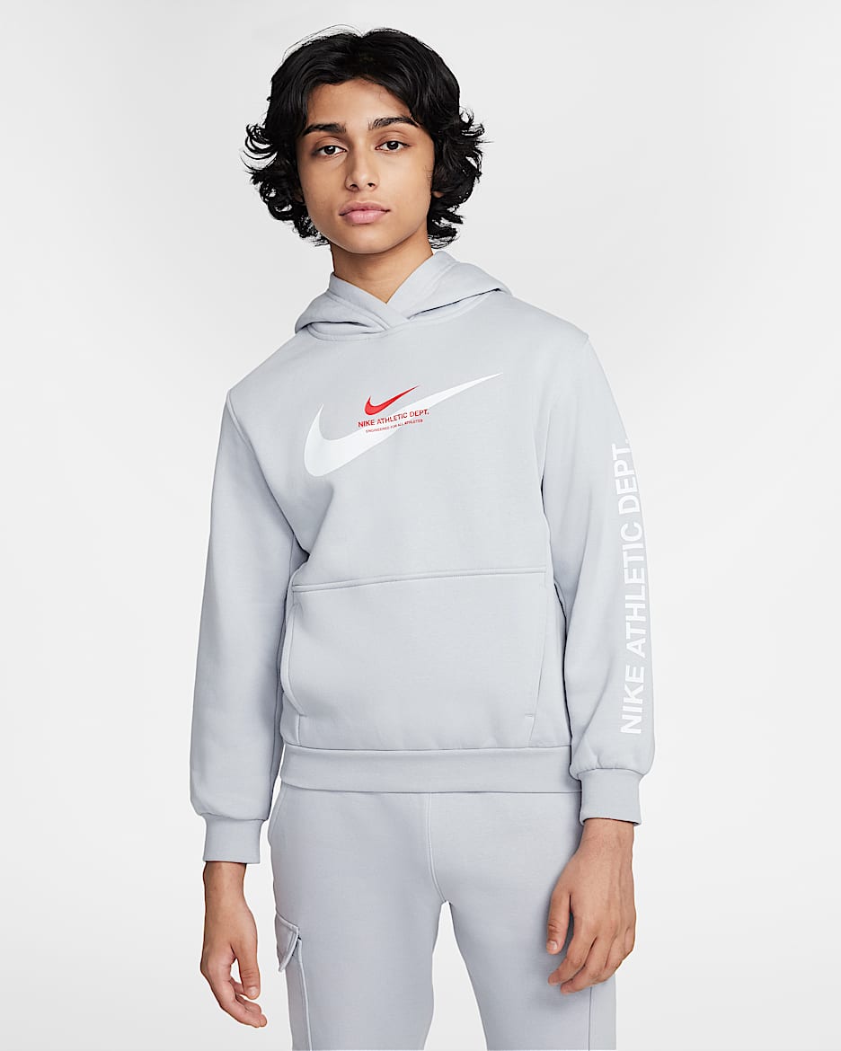 Φλις μπλούζα με κουκούλα Nike Sportswear για μεγάλα παιδιά - Wolf Grey