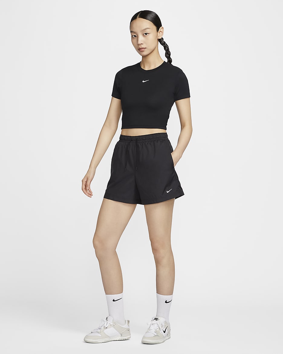 Nike Sportswear Classic Wovens Women's Mid-Rise Shorts - Black/White