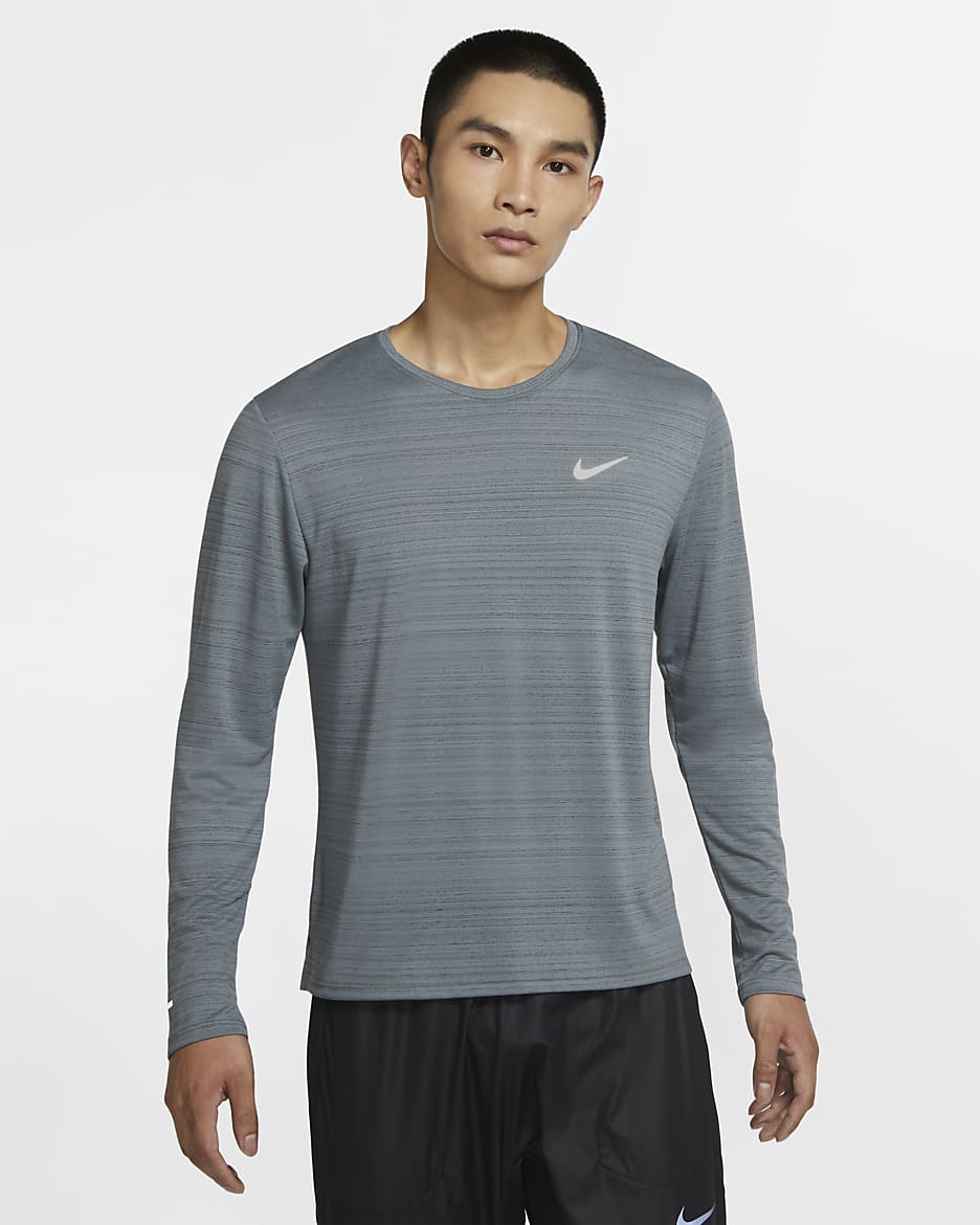 Nike Dri-FIT Miler Men's Long-Sleeve Running Top - Smoke Grey