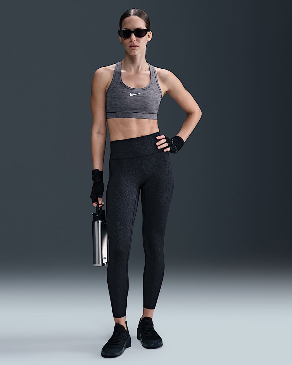 Nike Universa Women's Medium-Support High-Waisted 7/8 Floral Leggings - Black/Dark Smoke Grey