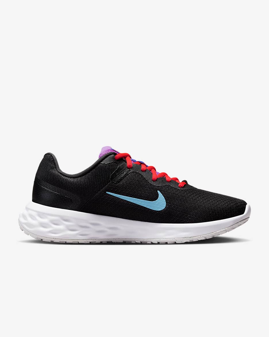 Nike Revolution 6 Women's Road Running Shoes - Black/Bright Crimson/Fuchsia Dream/Baltic Blue