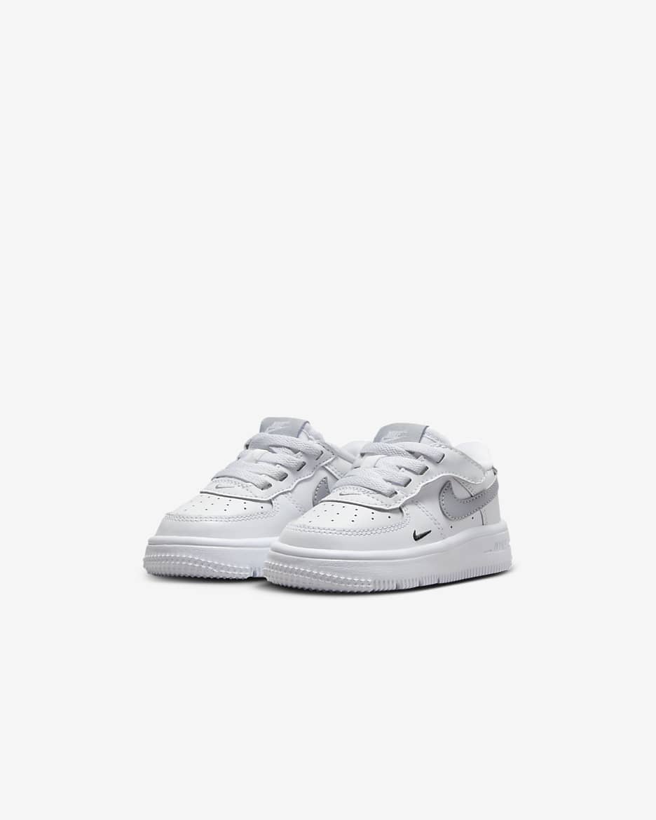 Buty dla niemowląt i maluchów Nike Force 1 Low EasyOn - Biel/Czerń/Wolf Grey