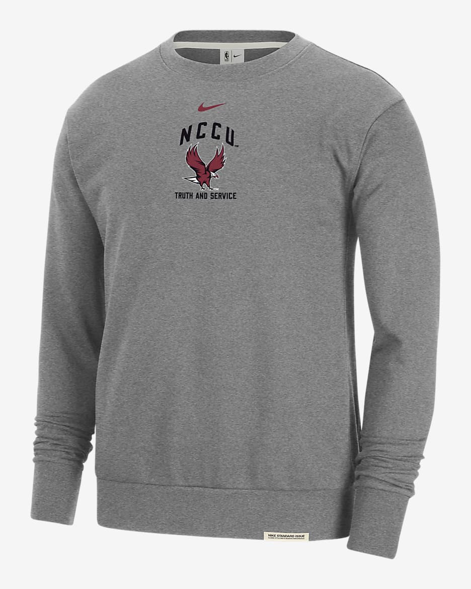 Sudadera de cuello redondo universitaria Nike de tejido Fleece para hombre North Carolina Central Standard Issue - Gris oscuro jaspeado
