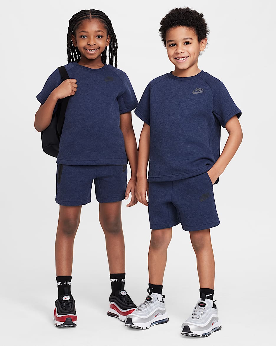 Nike Little Kids' Tech Fleece Tee and Shorts Set - Obsidian Heather