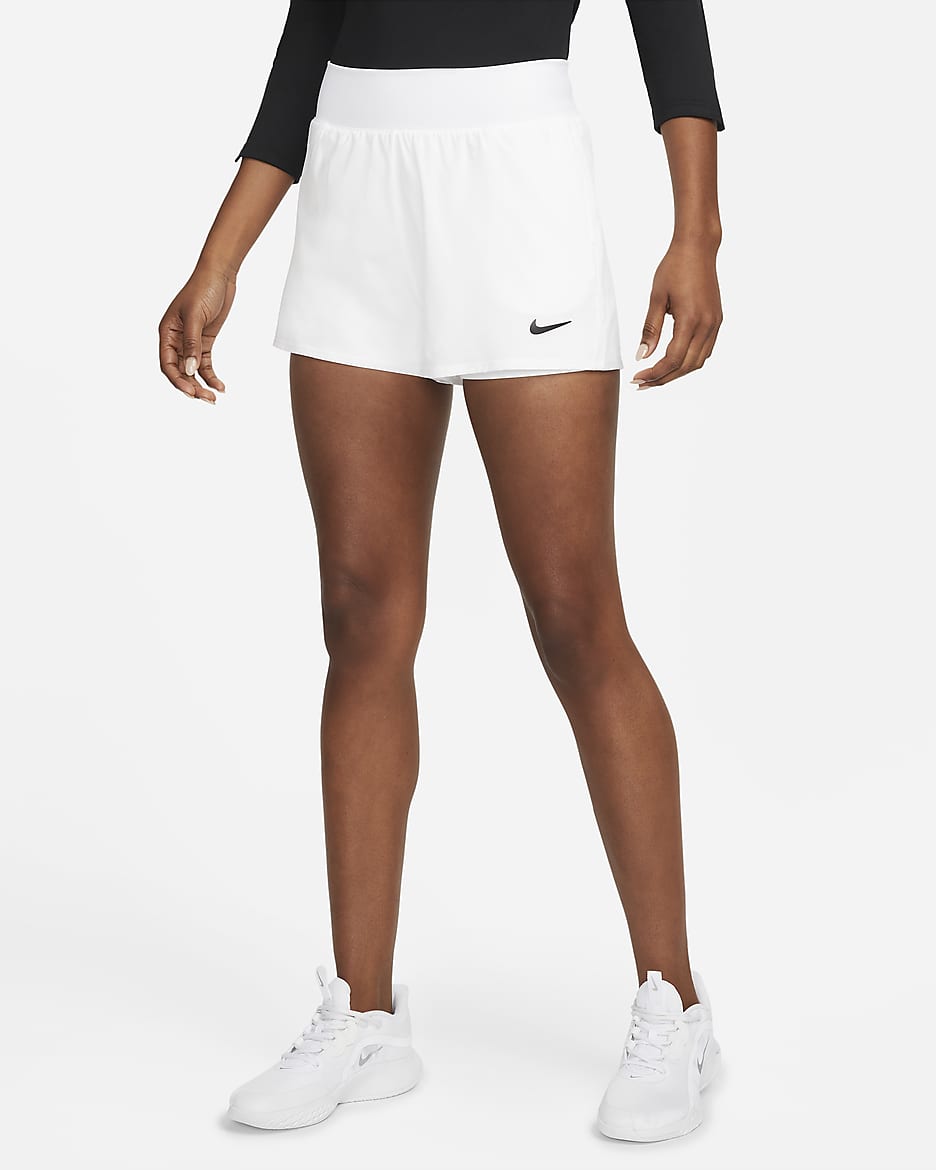 Short de tennis NikeCourt Victory pour Femme - Blanc/Noir