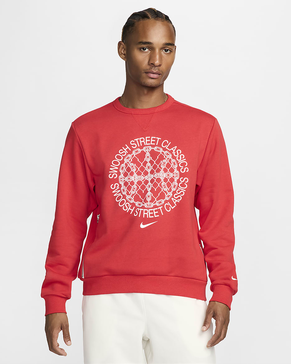 Nike Standard Issue Men's Dri-FIT Basketball Crew-Neck Sweatshirt - University Red/Heather/Pale Ivory