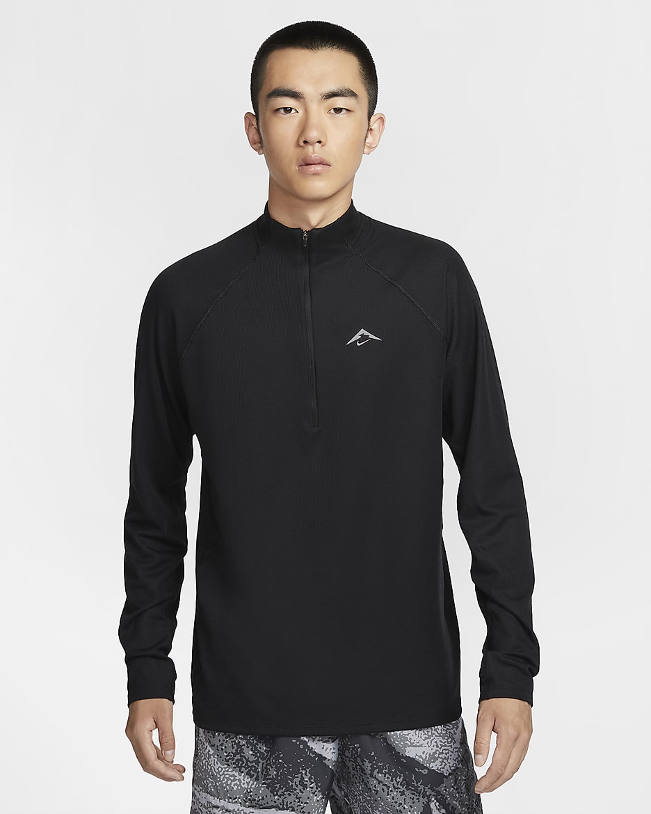 ナイキ トレイル メンズ Dri-FIT 1/2ジップ ミッド レイヤー トップ - ブラック/サミットホワイト