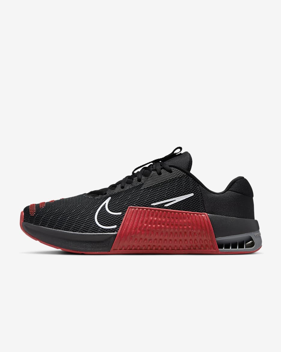Tenis de entrenamiento para hombre Nike Metcon 9 - Negro/Rojo universitario/Gris humo/Blanco