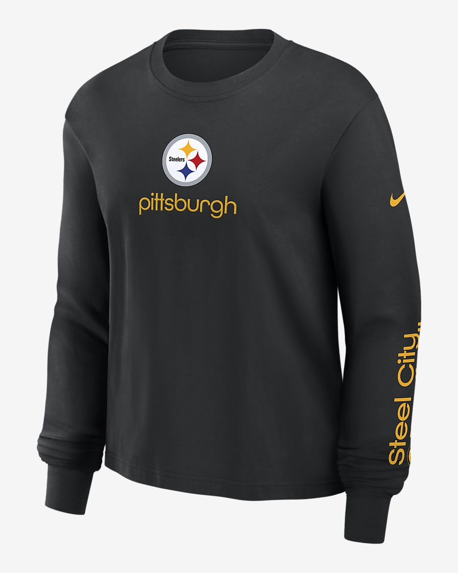 Pittsburgh Steelers Boxy Women's Nike NFL Long-Sleeve T-Shirt - Black