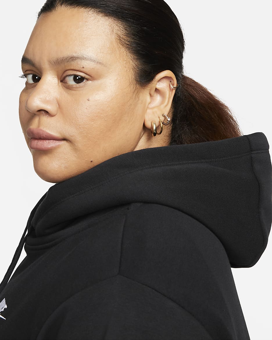 Nike Sportswear Club Fleece Women's Pullover Hoodie (Plus Size) - Black/White