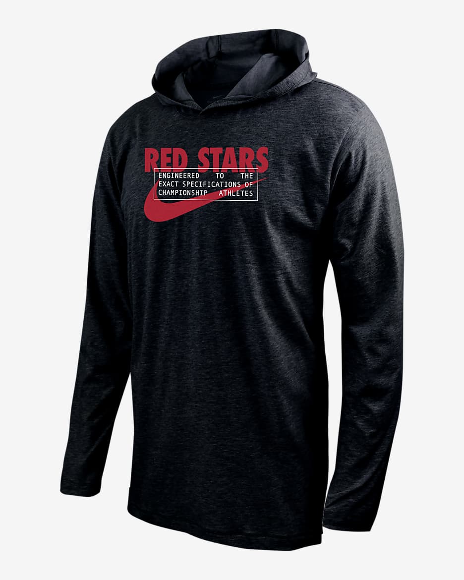 Chicago Red Stars Men's Nike Soccer Long-Sleeve Hooded T-Shirt - Black