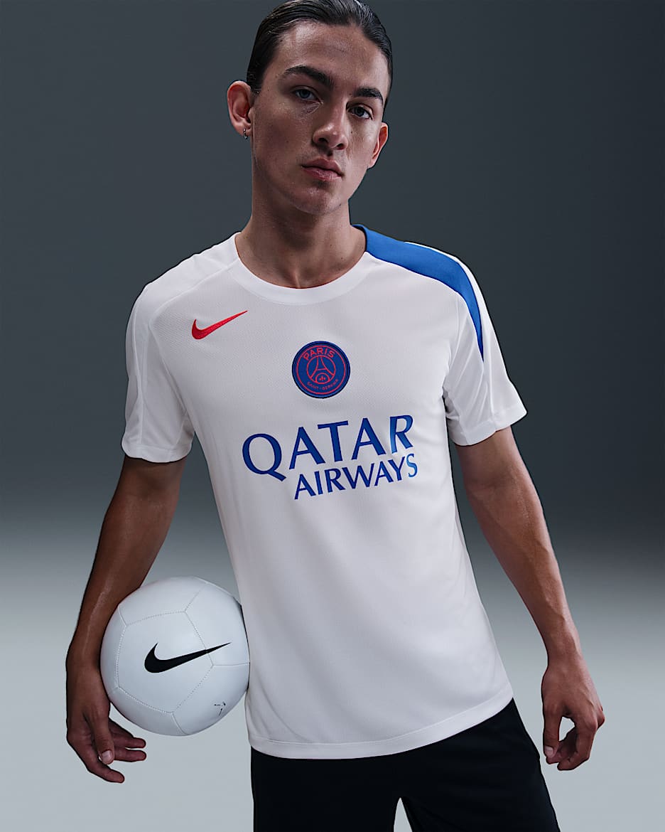 PSG Strike Third Men's Nike Dri-FIT Total 90 Football Knit Top - White/White/Hyper Royal/Global Red