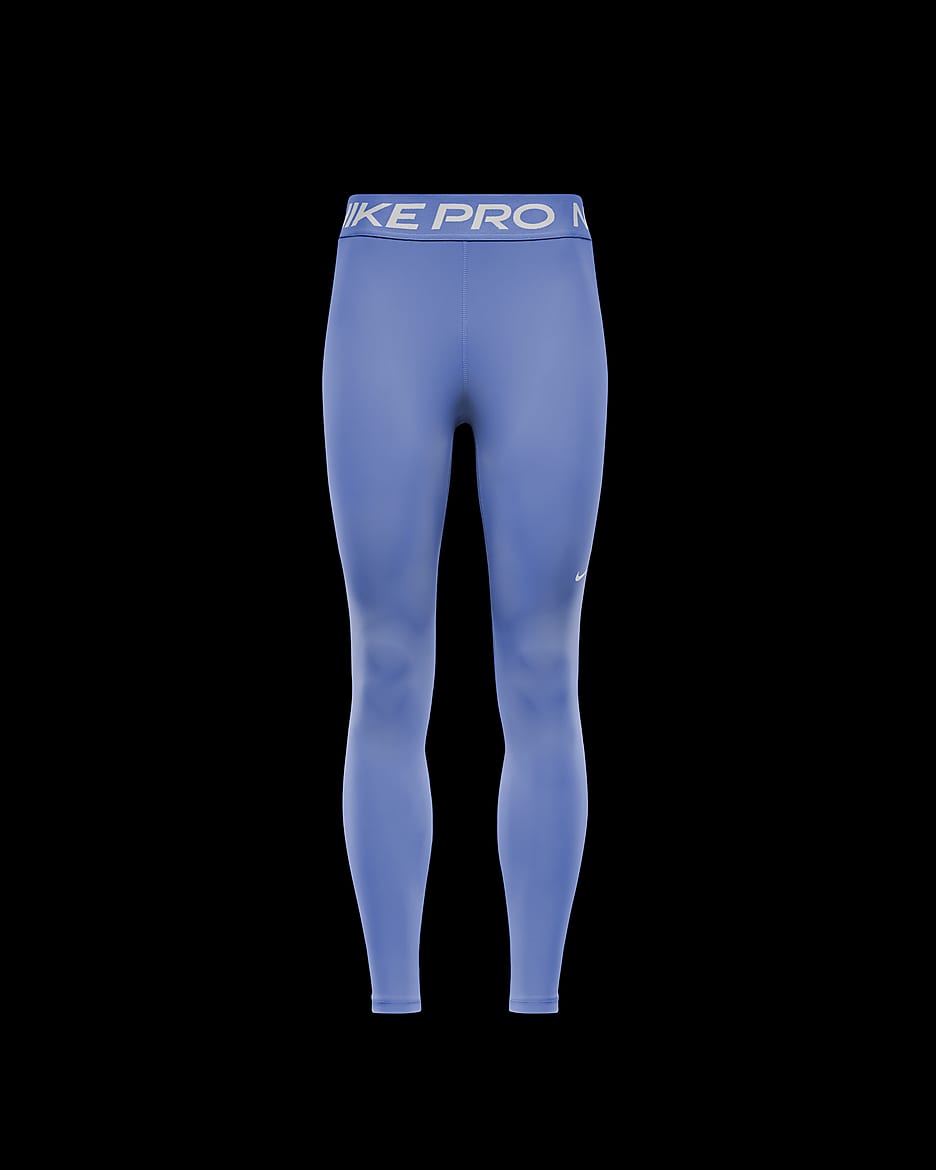 Nike Pro Women's Mid-Rise Mesh-Panelled Leggings - Royal Pulse/White