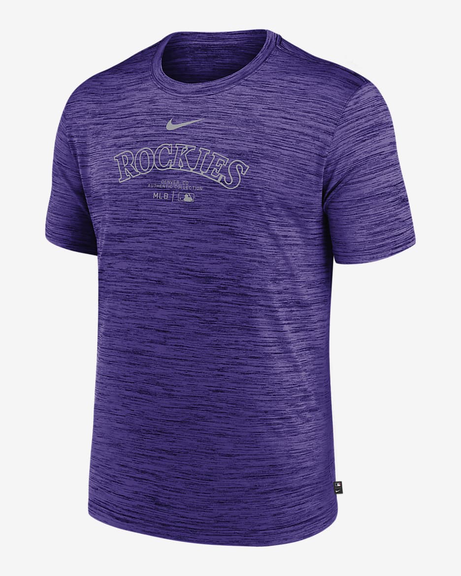 Colorado Rockies Authentic Collection Practice Velocity Men's Nike Dri-FIT MLB T-Shirt - Purple