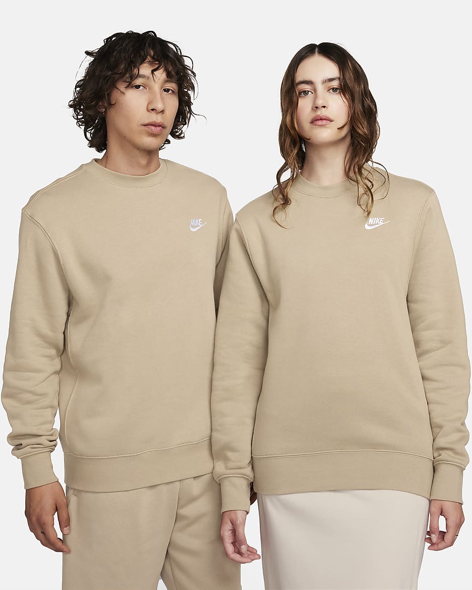 Nike Sportswear Club Fleece Men's Crew - Khaki/White