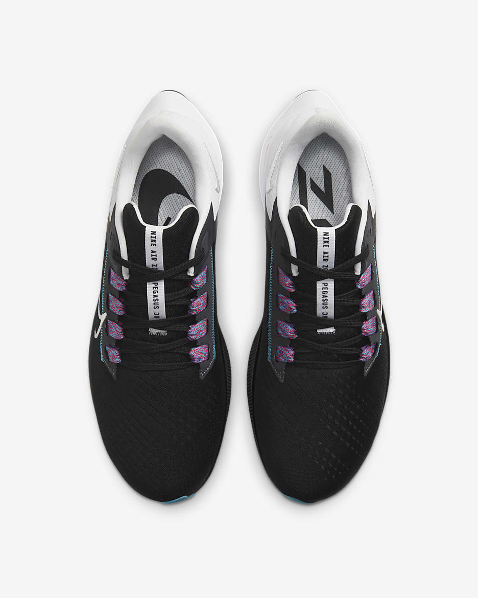 Nike Pegasus 38 Zapatillas de running para asfalto - Hombre - Negro/Blanco/Chlorine Blue/Plata metalizado