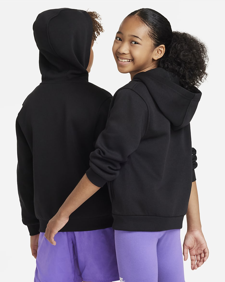 Nike Sportswear Club Fleece Older Kids' Full-Zip Hoodie - Black/White