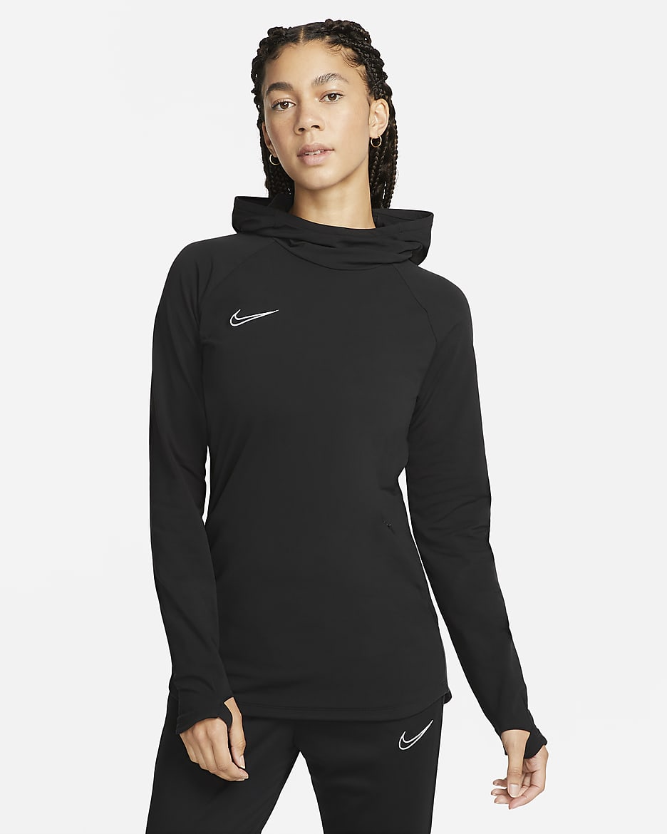 Sudadera con gorro para mujer Nike Dri-FIT Academy - Negro/Blanco