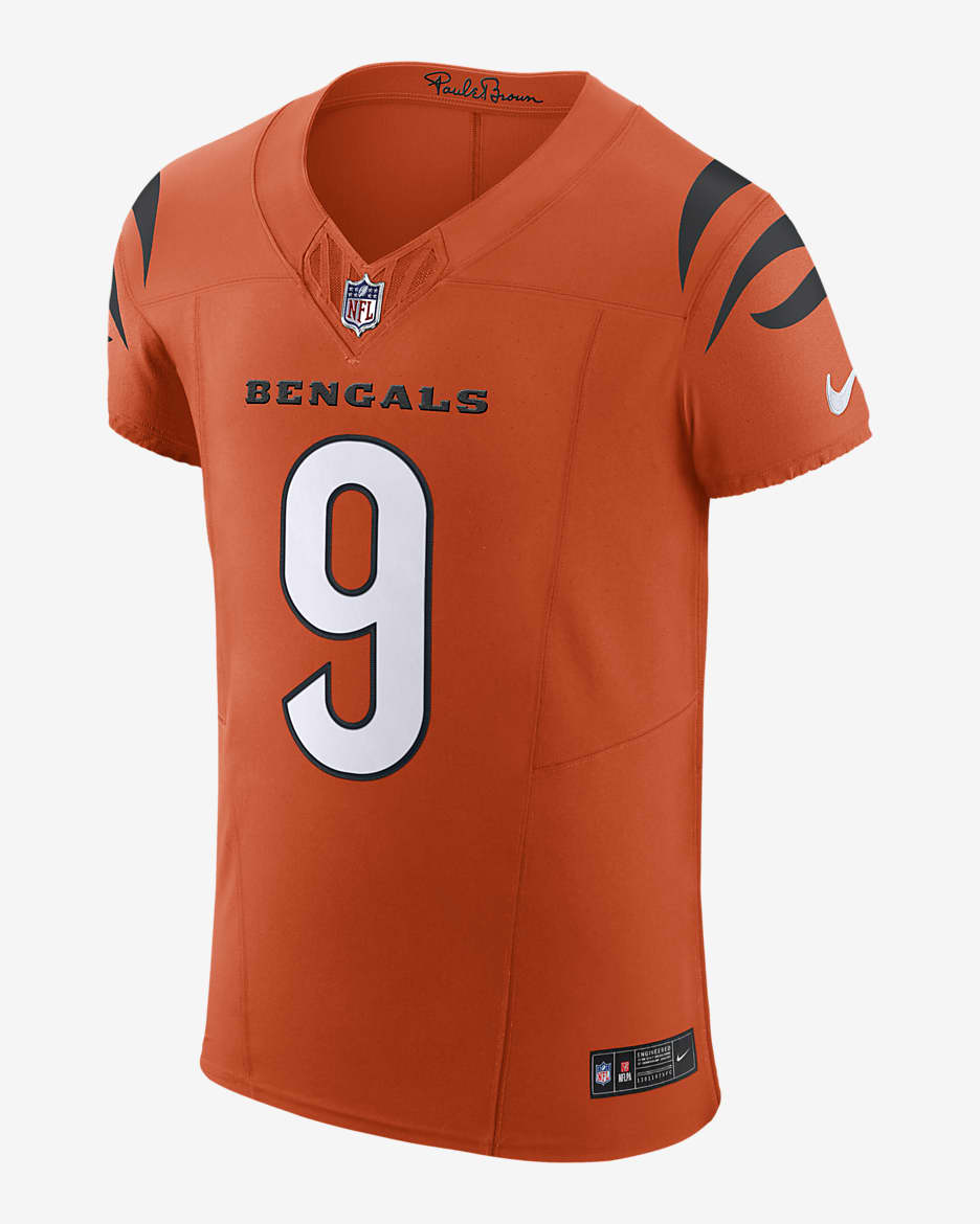 Jersey de fútbol americano Nike Dri-FIT de la NFL Elite para hombre Joe Burrow Cincinnati Bengals - Naranja