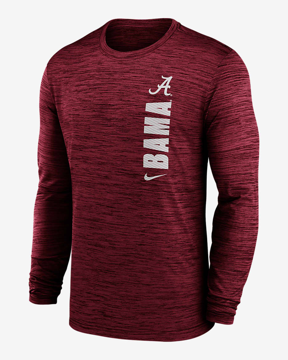 Alabama Crimson Tide Sideline Velocity Men's Nike Dri-FIT College Long-Sleeve T-Shirt - Crimson