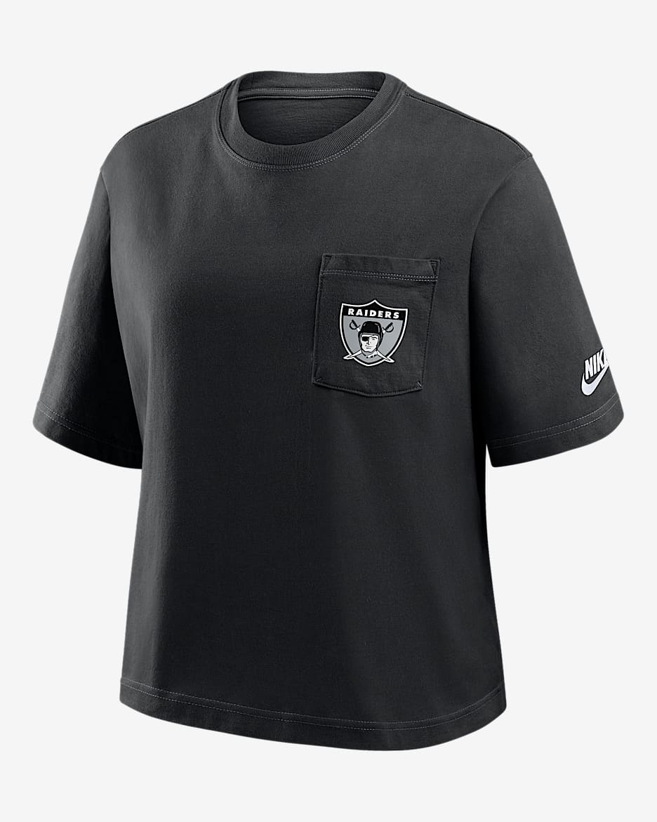 Las Vegas Raiders Rewind Pocket Boxy Women's Nike NFL T-Shirt - Black