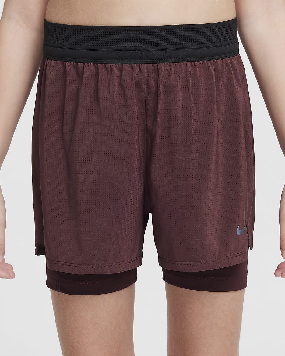 Short Nike Dri-FIT ADV pour ado (fille) - Burgundy Crush/Burgundy Crush/Noir