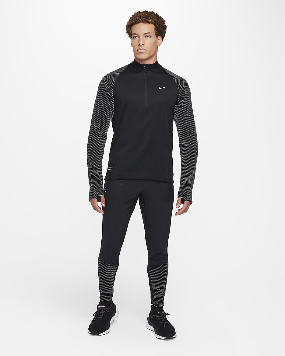 Nike Element Running Division Dri-FIT-løbetop med 1/2 lynlås til mænd - sort