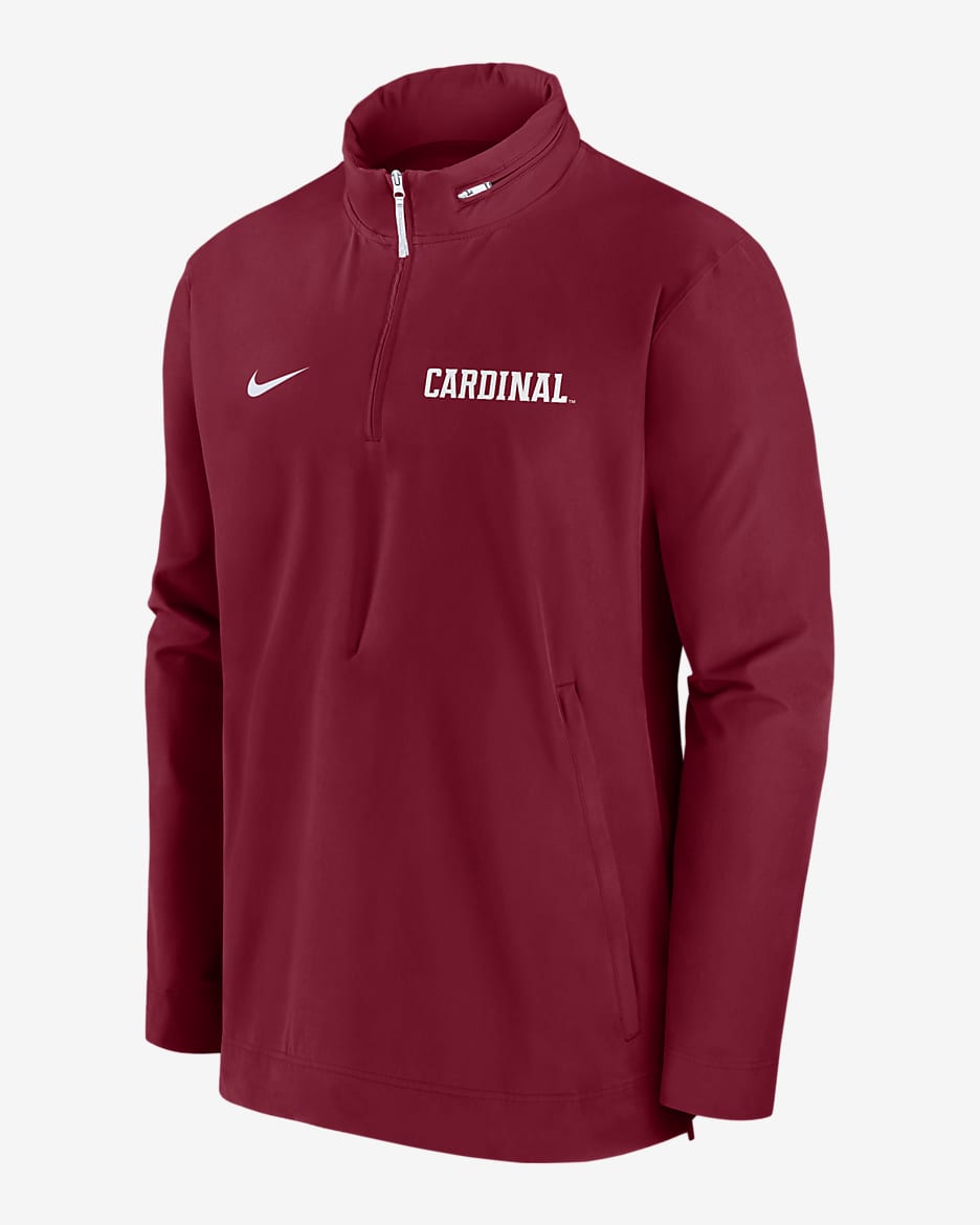 Stanford Cardinal Sideline Coach Men's Nike College 1/2-Zip Hooded Jacket - Crimson