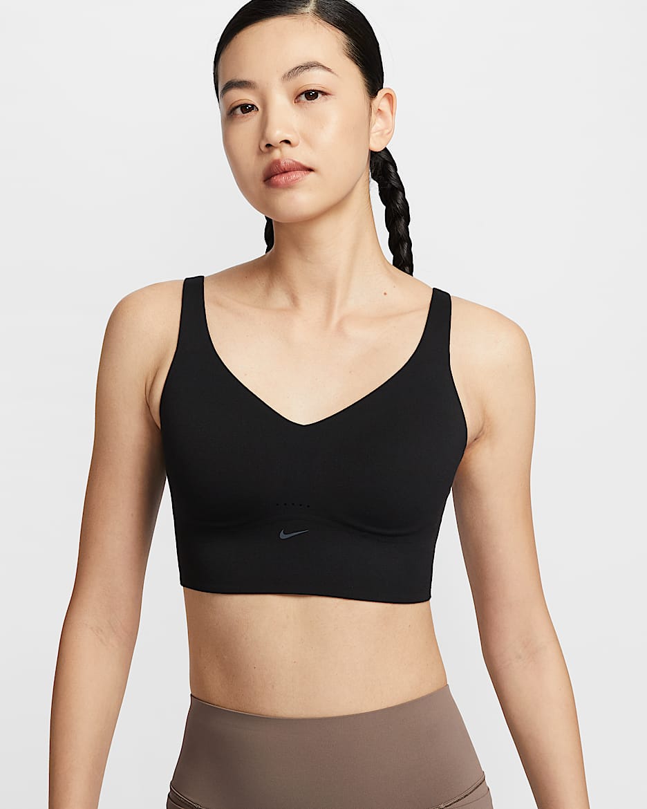 Nike Alate Medium Support Women's Longline Padded Sports Bra - Black/Cool Grey