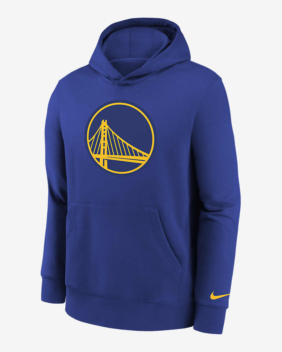 Golden State Warriors Essential Big Kids' Nike NBA Pullover Hoodie - Rush Blue