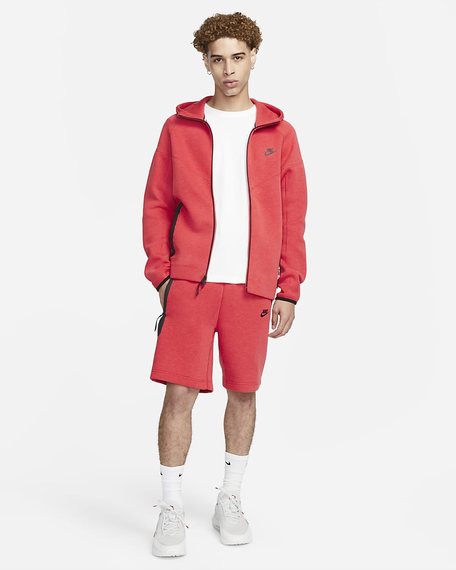 Sweat à capuche et zip Nike Sportswear Tech Fleece Windrunner pour homme - Light University Red Heather/Noir