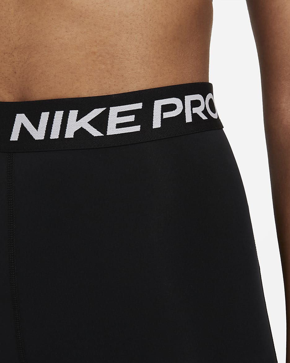 Nike Pro 365 7/8-legging met mesh vlak en hoge taille voor dames - Zwart/Wit