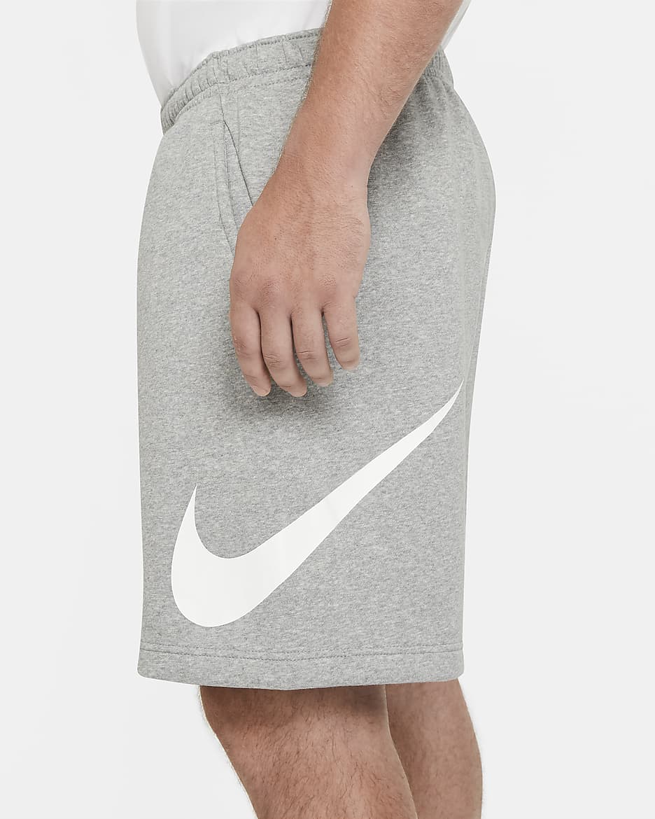 Spodenki męskie z nadrukiem Nike Sportswear Club - Dark Grey Heather/Biel/Biel